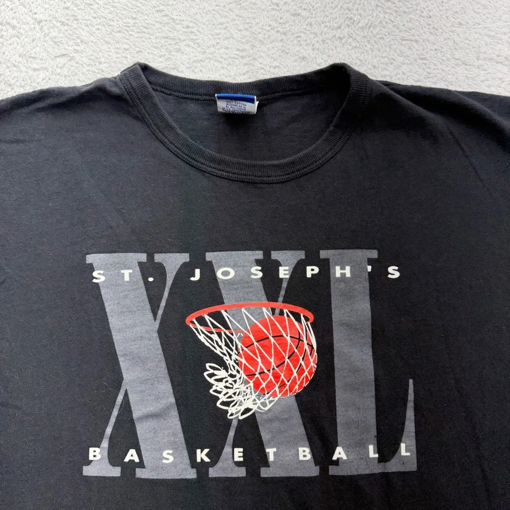 Champion St Josephs Basketball Graphic T-Shirt Mens XL Black Vintage 100% Cotton - Picture 2 of 8